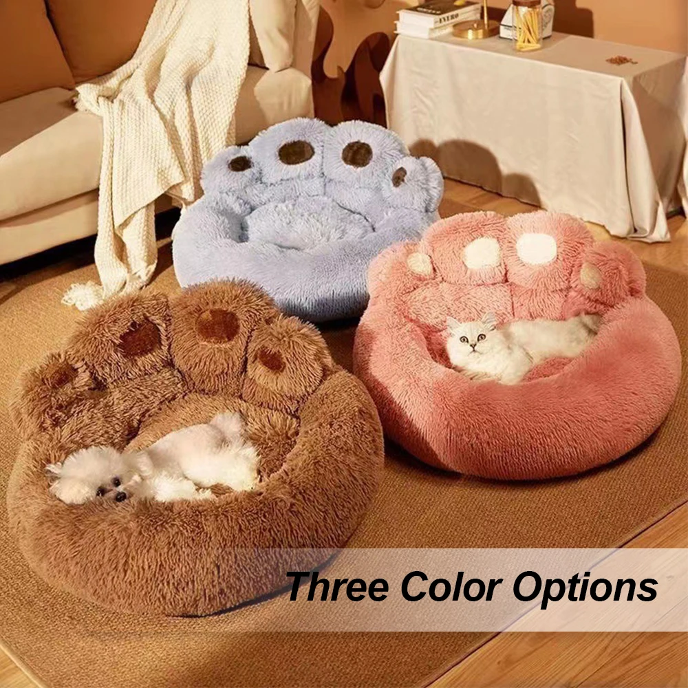 

Manufacturer Wholesale Custom logo Pet Supplier Plush Dog Cat Bed Bear Paw Shape
