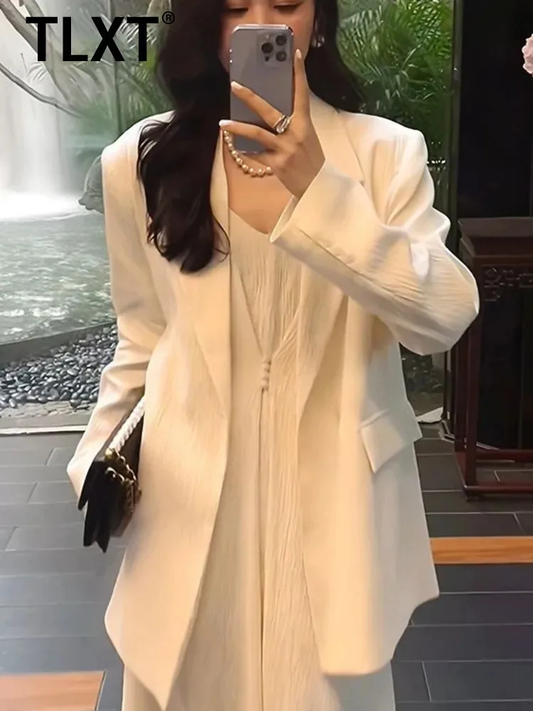 

TLXT Suspender Long Dress Blazers Jacket Sets For Women 2024 Spring Autumn New Trend Versatile Loose Casual Female Clothing