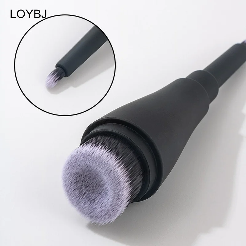 LOYBJ Flat Head Fluted Foundation Brush Powder Liquid Foundation Cream Concealer Brush Doule Head Cosmetic Makeup Brush with Cap