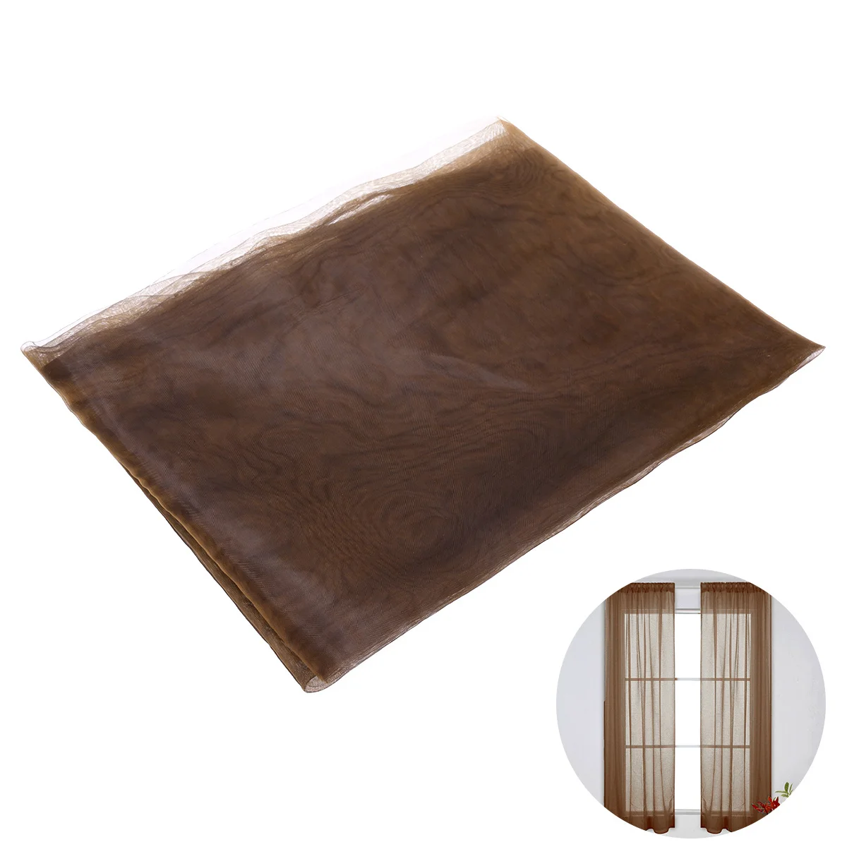 Cortinas transparentes de Color café, 100x200Cm, gasa, tul para ventana, dormitorio, sala de estar, cocina, comedor, pantalla de decoración del hogar