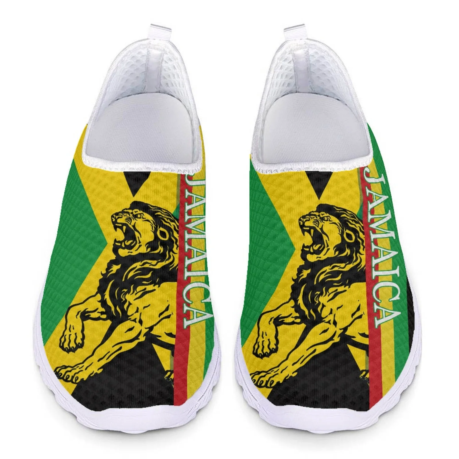 INSTANTARTS Fashion Jamaica Printed Ladies Flat Shoes Outdoor Breathable Mesh Sneakers for Women Lightweight Slip-on Loafers Hot