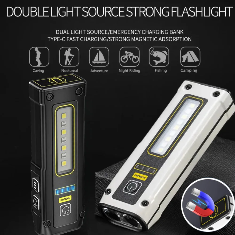 

Rechargeable Mini Flashlight with Power Bank 1000LM Super Bright Torch Magnetic Base Waterproof & SOS Mode for Emergency Outdoor