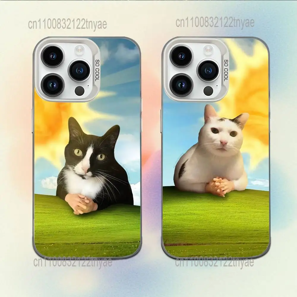 

Cute Cat Meme Phone Case For iPhone 17,16,15,14,13,12,11,Mini,Pro,E,MAX White Candy Matte Shockproof Cover