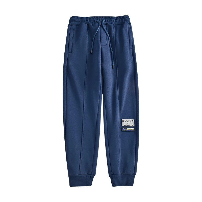 Inverno novo americano retro engrossado veludo tornozelo-amarrado sweatpants simples elástico na cintura com cordão esportes casuais calças soltas