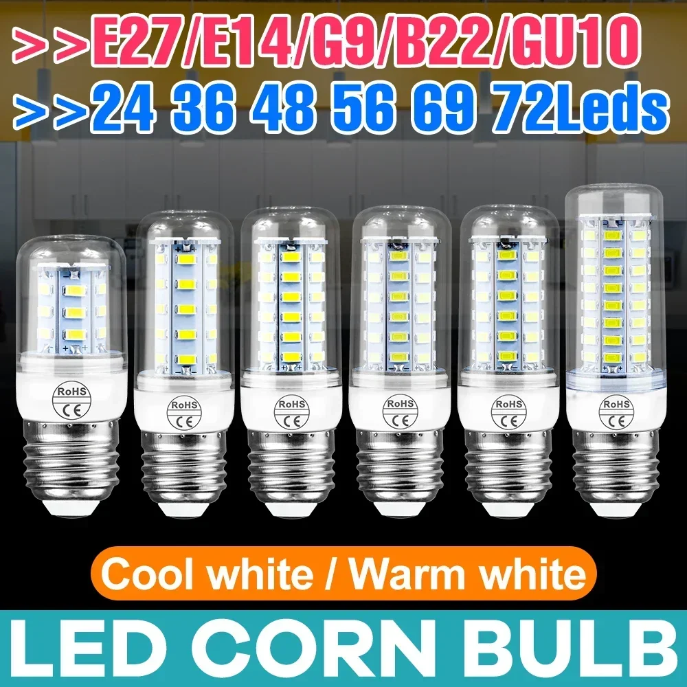 LED Corn Lights 220V Spotlight E27 Ceiling Bulb GU10 Downlight Recessed Lamp Bulbs E14 Daylight B22 Candle Chandelier Lamps G9