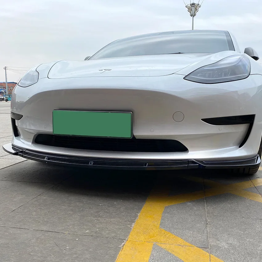For Tesla Model 3 2017 To Up Maxton Style Front Bumper Lip Cover Splitter Canards Body Kit Spoiler Diffuser Tuning Auto Parts
