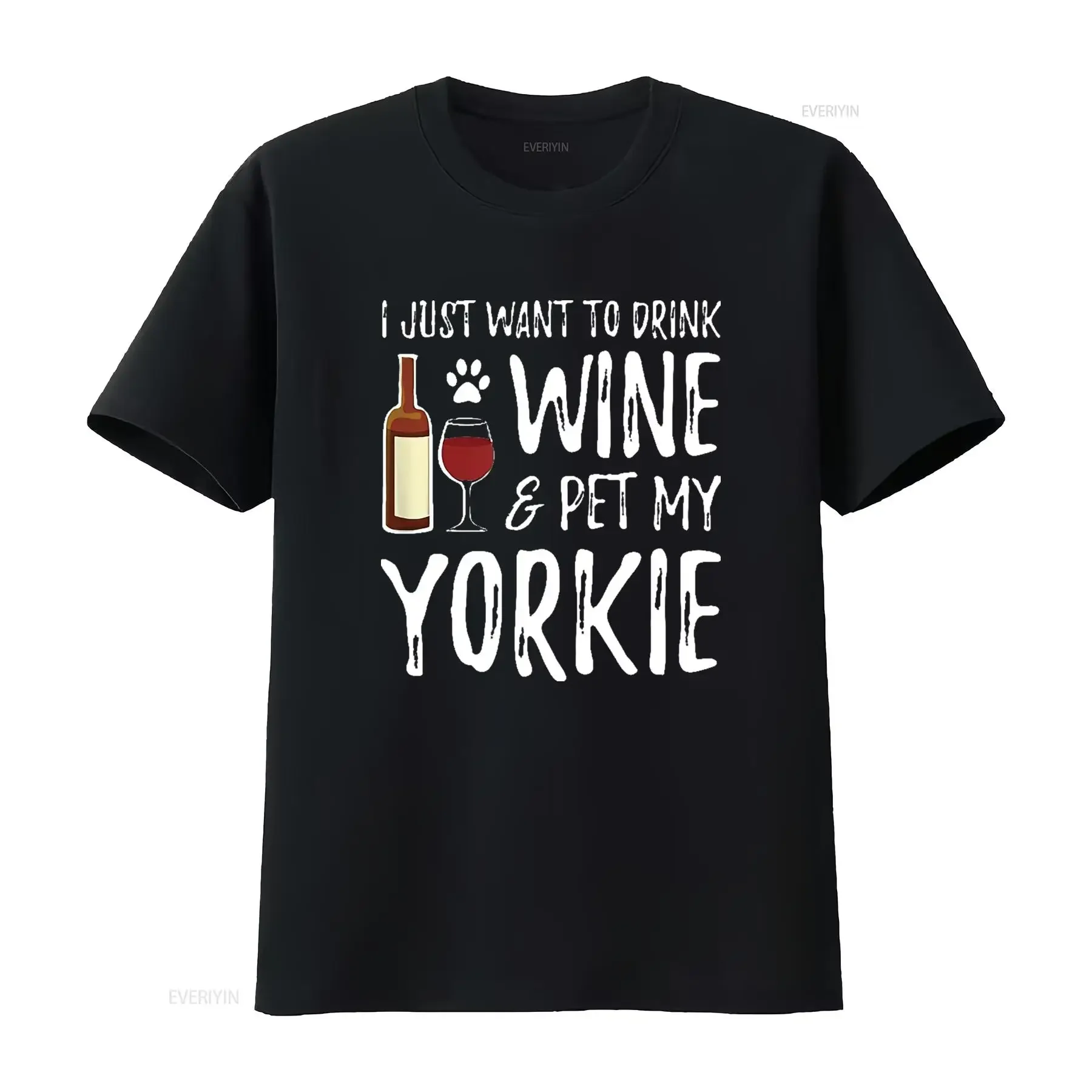 Womens Yorkie Dog Lover Wine Funny Mom T Shirt Black X Large vintage Washed Stretched Soft homme Versatile streetwear