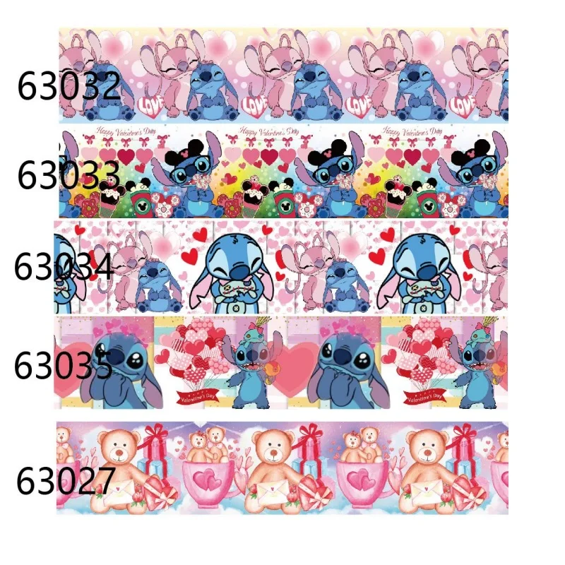 

10Yards Disney Stitch and Angel Love Grosgrain Ribbons for Valentine's Day Hairbows Accessories DIY Craft Materials