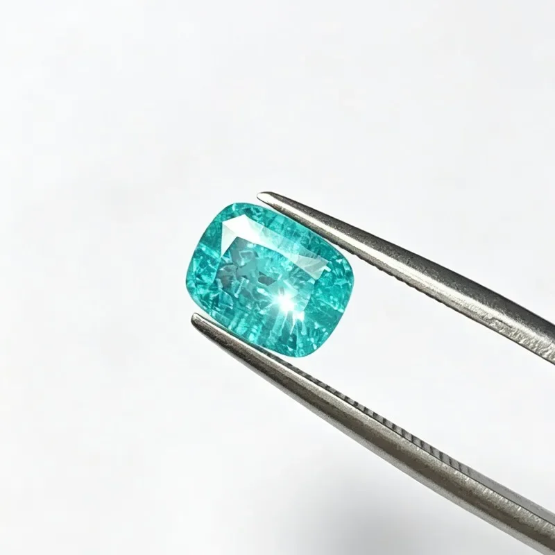 Laborgezüchteter Paraiba-Edelstein im Cushion-Schliff, zertifiziert, für DIY-Schmuckherstellung, Einlage für Ring, Halskette, Armband und Zubehör – Detail 3