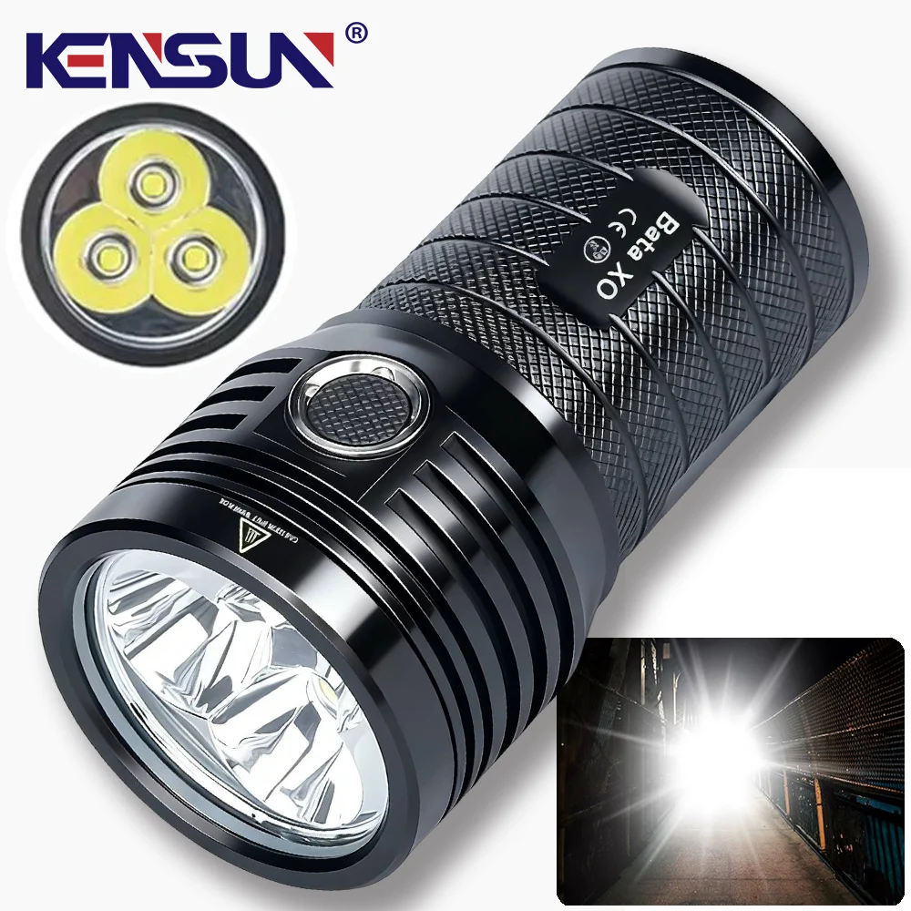 Powerful 3*XHP90 LED Flashlight High Lumen USB Rechargeable Tactical Torch Safety Lock Hand Lantern For Camping Hiking Fishing