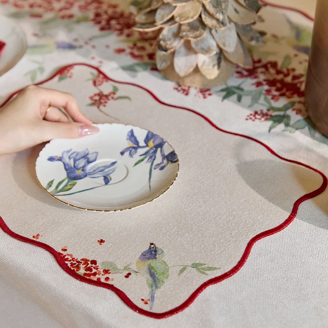 جديد النمط الصيني المنسوجة النسيج تحديد الموقع الرجعية الجدول الديكور والاكسسوارات عملية الطباعة مطعم طاولة شاي حصيرة المنزل