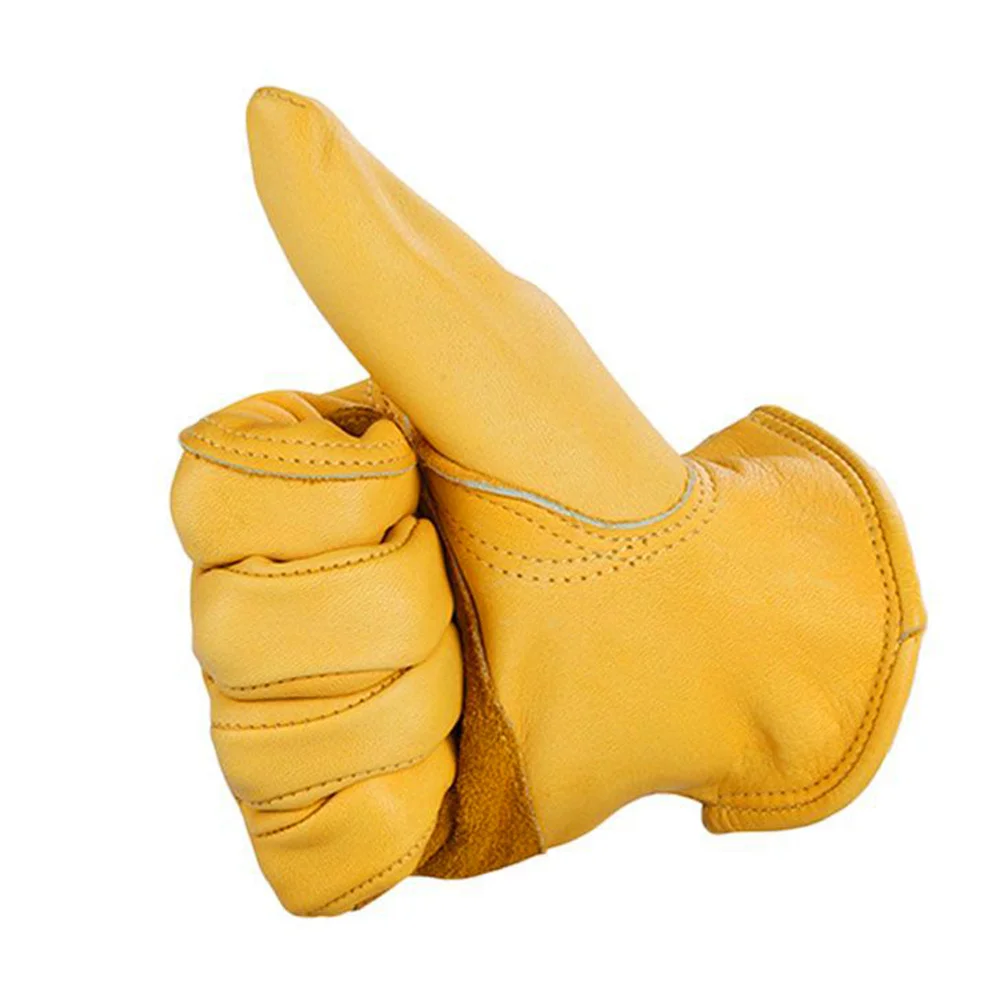 

1Pair Cycling Gloves Reliable Cowhide Anti-Slip Hand Protection Glove for Laborers Gardeners Mechanics Industrial Use