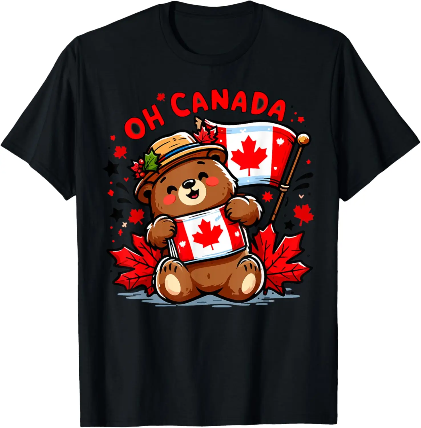 Oh Canada,Funny Bear Pride Flag Canada,Maple Leaf T-Shirt