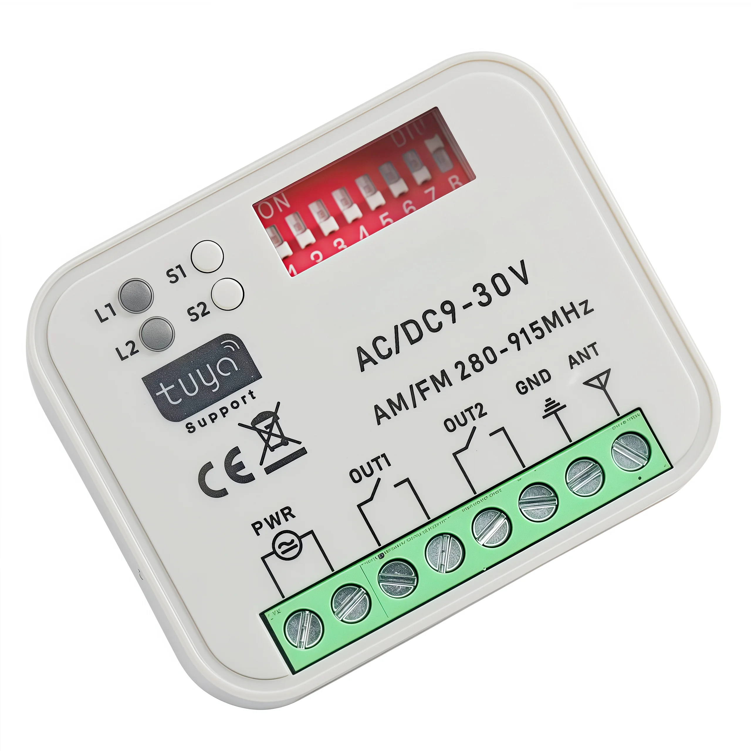 Smart Life Alexa Google Home 433-900MHz Tuya WiFi or RF Control Switch AC/DC 9-30V 2CH Garage Smart Home Receiver