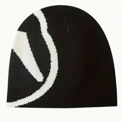 Hip Hop Jacquard Y2K Beanie Classic Black & White Color Block Knit Hats Warm Beanies Elastic Skull Cap For Women Men