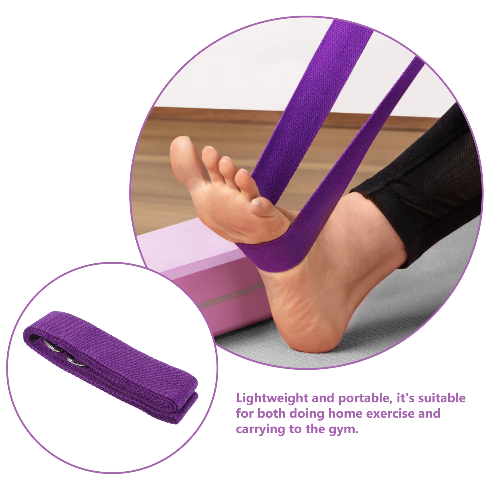 

5 Pcs Yoga Strap Non Elastic Belt Fitness Stretching Metal Leg Training Band with Loops Multi-purpose