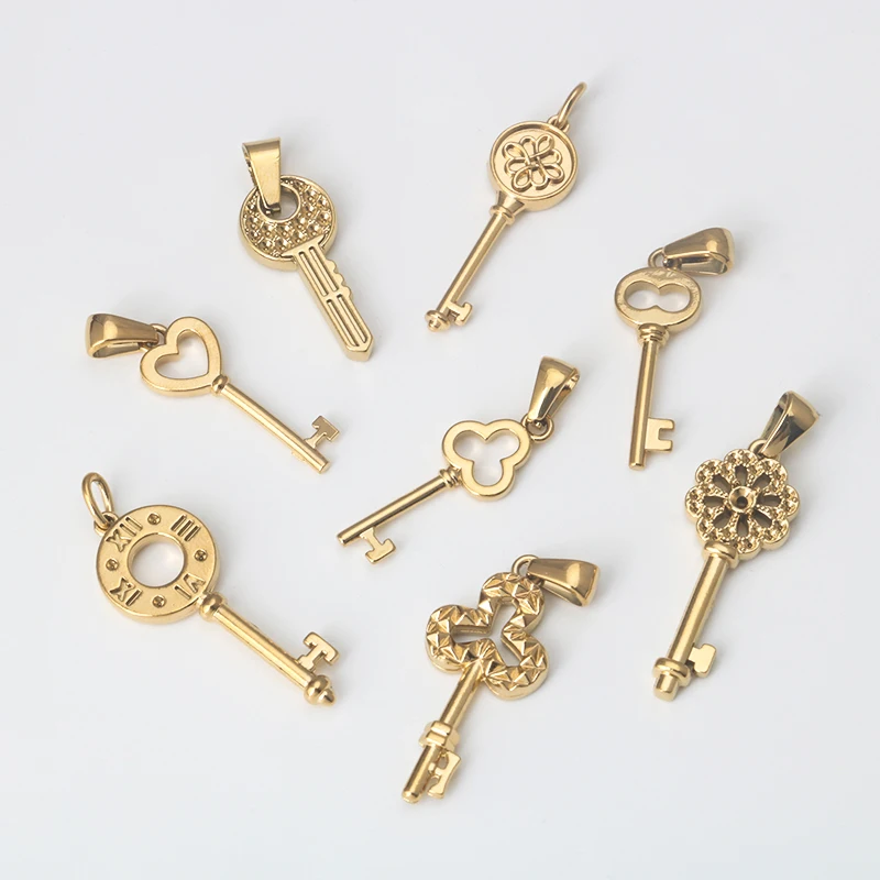 Stainless steel personalized fashion gold variety of key pendant DIY jewelry accessories