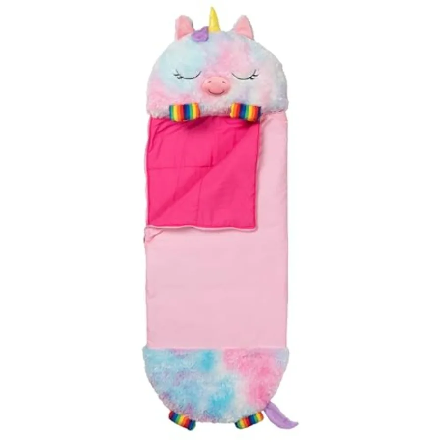 

Pillow Sleepy Sack: Large Rainbow Unicorn 66 x 30 for 3+ Plush Animal Sleeping Bag Combo, Soft Polyester Fabric, Vibrant Multic