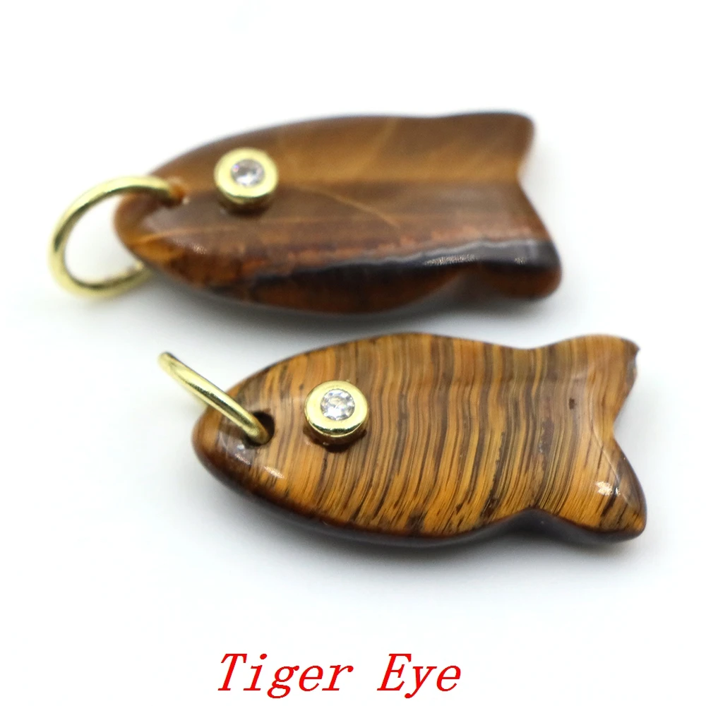 25mm Naturstein-Anhänger in Fischform mit Weißem Zirkon für DIY-Schmuckherstellung, Charm für Halsketten, Armbänder, Ohrringe und Accessoires – Detail 10