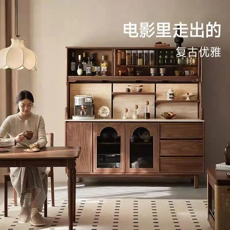 

Customizable retro style dining side cabinet solid wood locker living room against the wall slate storage