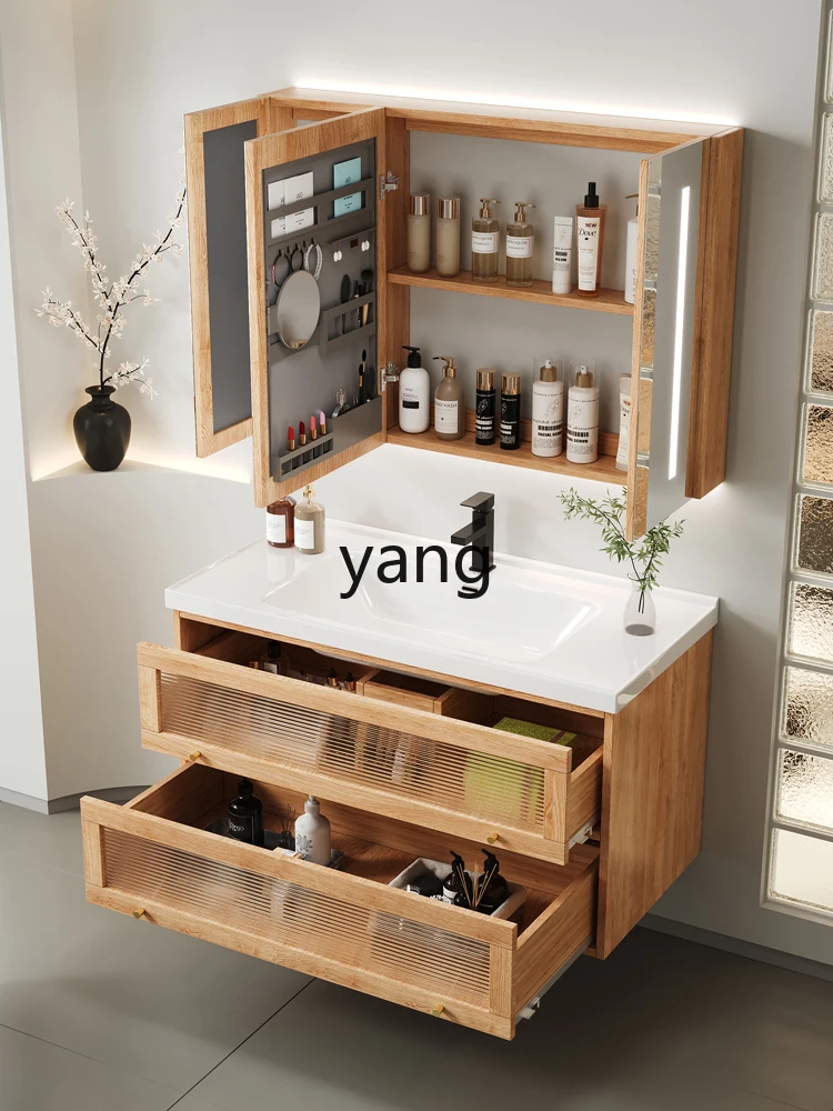 CX  log color light luxury bathroom cabinet combination ceramic integrated basin toilet hand wash basin cabinet