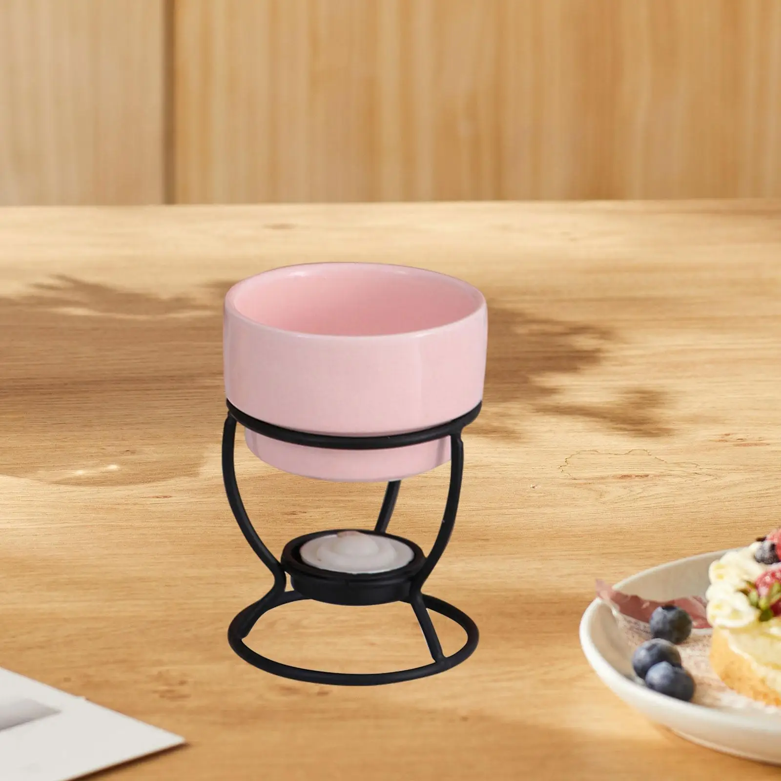 Chocolate Fondue Pot Cooking Birthday Snack Tea Light Porcelain Melting Pot