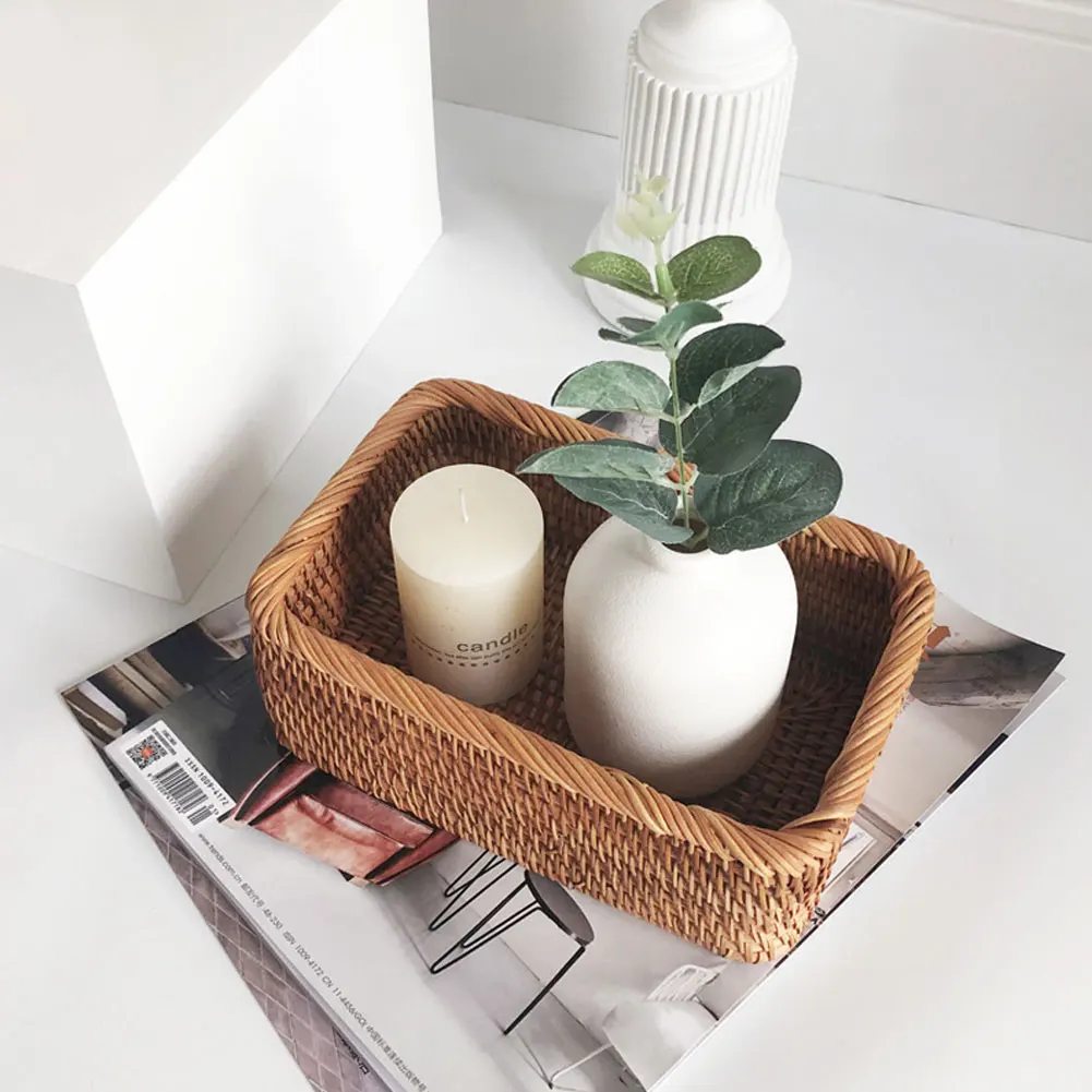 Decorazione della tavola cestino portaoggetti in Rattan cucina bagno durevole camera da letto salvaspazio