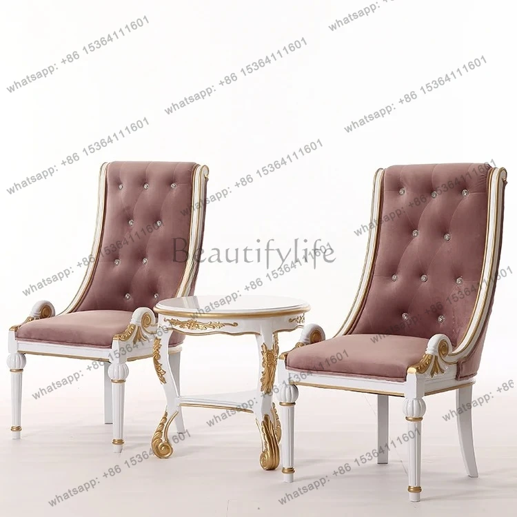 Sofa Chair Sales Office Solid Wood Negotiation Table New Classical Model Room Club Reception Table and Chair Sofa Furniture