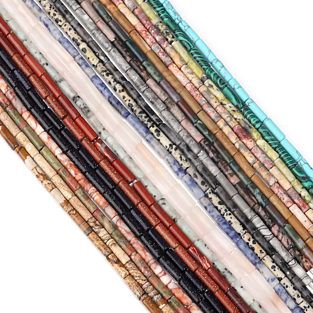 Natural Tube Stone Beads Column Agates Quartz Turquoise Tiger Eye Aventurine Charms Stone Bead for Jewelry Making DIY Bracelet