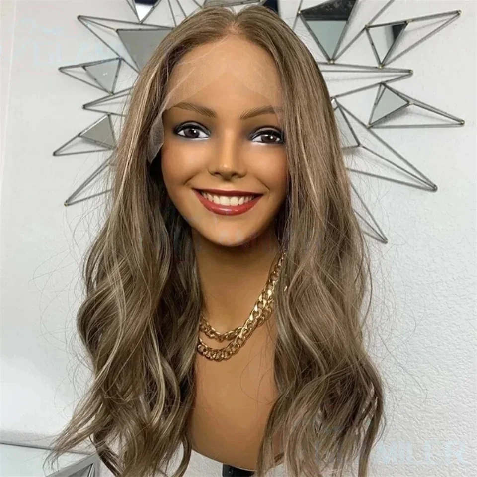 

Натуральные еврейские волосы Highlight Brown, без клея, мягкие, длинные, с эффектом волн, 5x5, на шелковой основе, с HD-кружевом, европейские волосы, с baby hair, предварительно выщипанные