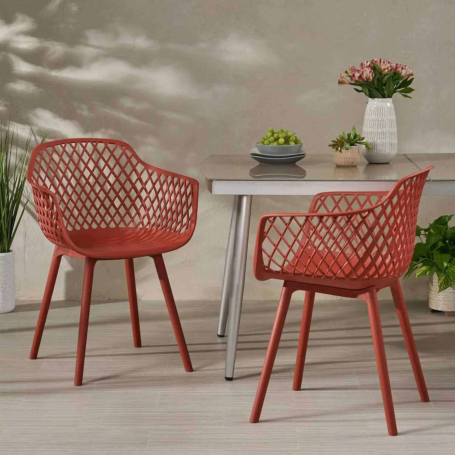 Delia Outdoor Dining Chair (Set of 2), Red