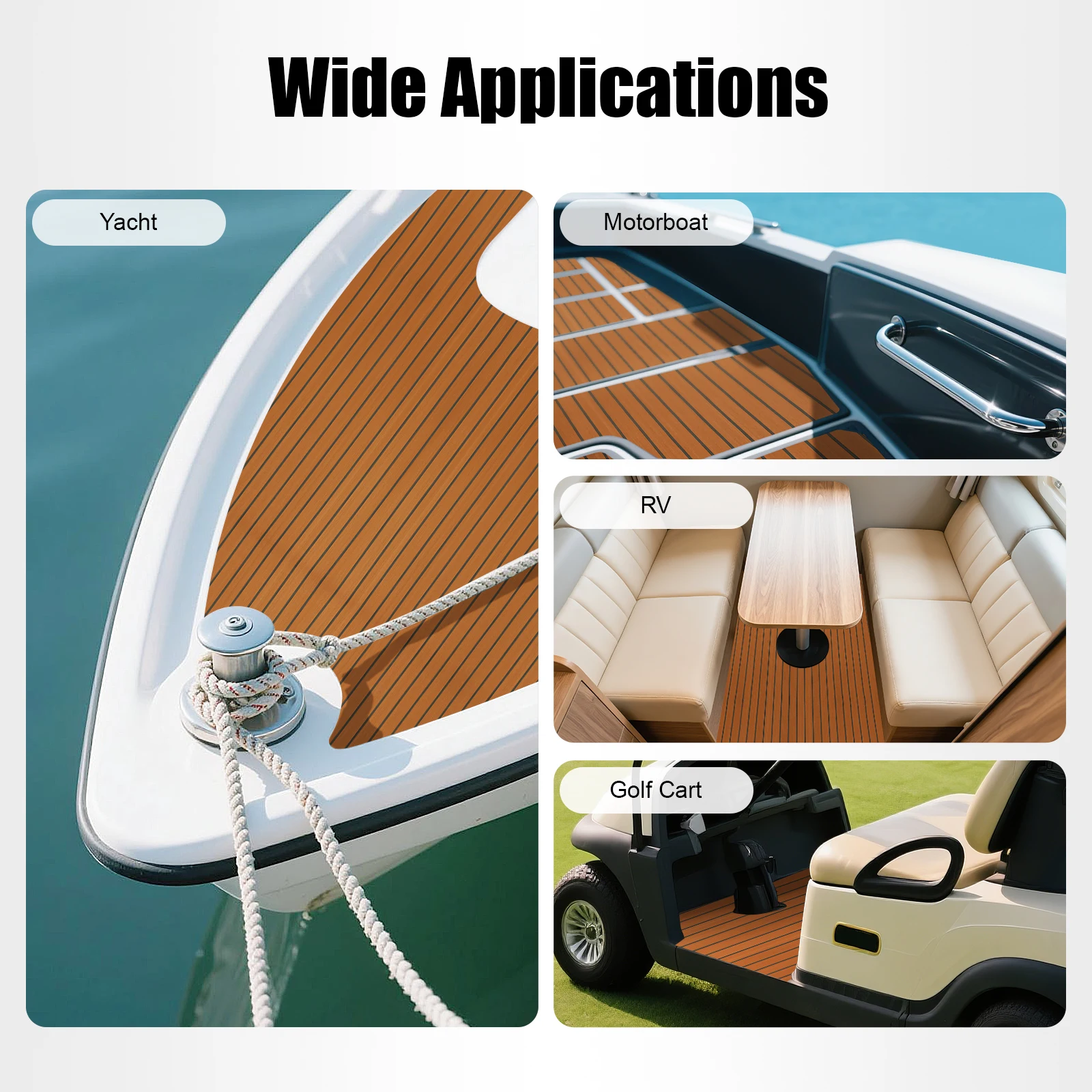 Bodenmatte aus Teakholz, EVA-Schaum, rutschfeste Bodenmatte, selbstklebend, zum Selbermachen, kostenloser Zuschnitt, 6 mm dicke Matte für Zuhause und Wohnwagen