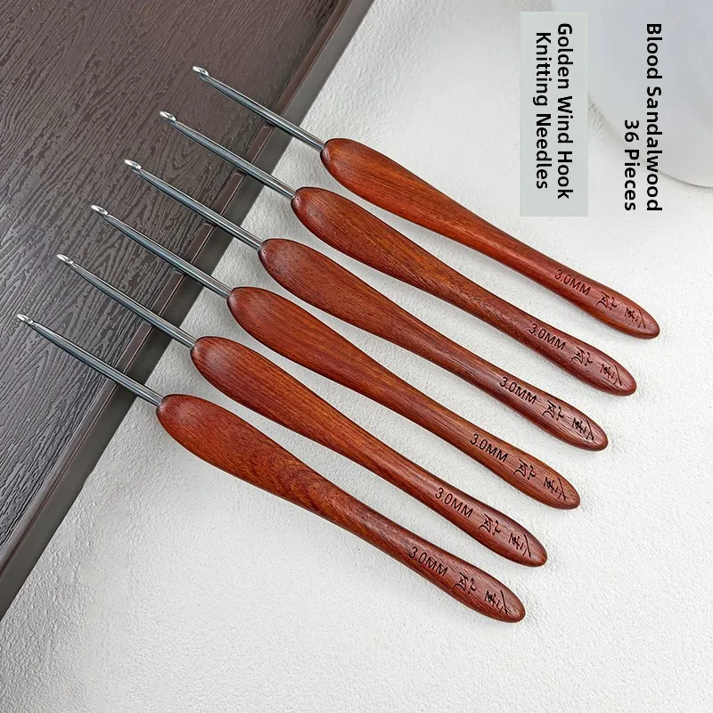 

JinLan 36 шагов, ручка из сандалового дерева, крючки для вязания крючком, пряжа, инструменты для ручного вязания, подставка, игольная головка, домашний текстиль, шитье, сделай сам