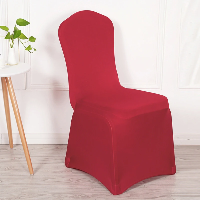 Red and white elastic universal chair cover, one-piece chair cover for restaurants, weddings, hotels,
