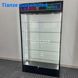 (Customized) store display cabinet with digital screen smoke shop accessories glass show display cases