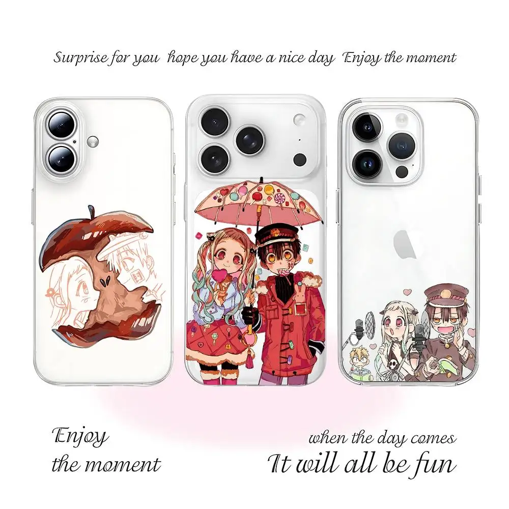 Anime Toilet Bound Hanako Kun Kristallklare Weiche Handyhülle: Transparente Abdeckung für iPhone 17,16,15,14,13,12 Pro Max, Mini, Plus