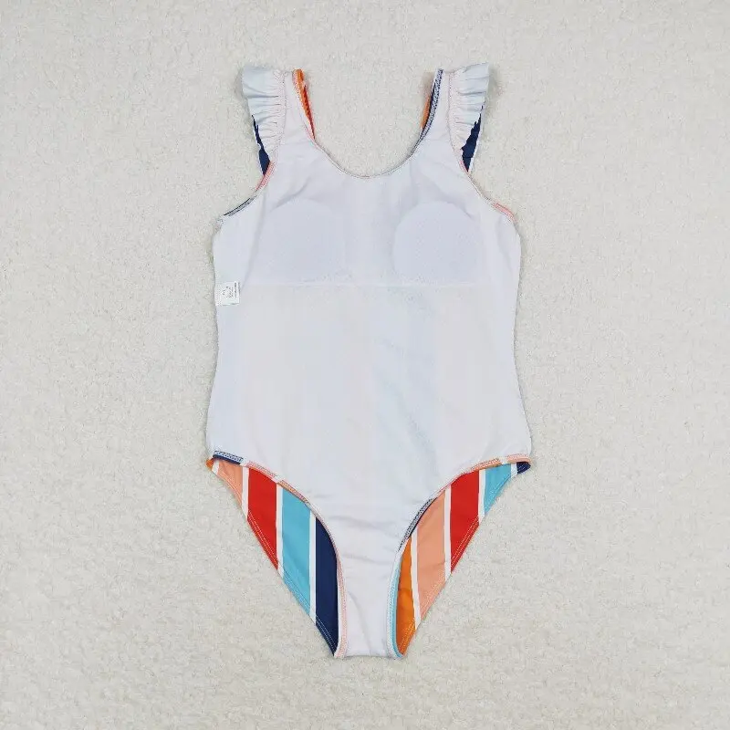 3.5 Yan Wholesale Boutique Girls Summer Beach Clothing Colorful Striped One Piece Swimsuit Girls Body Swimsuit