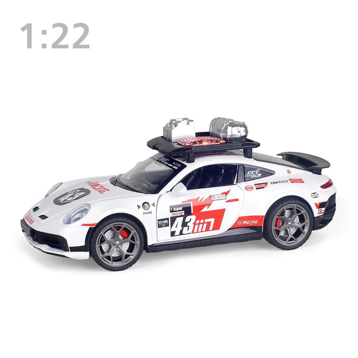 1: 22 911 Race Car Alloy Model High Simulation Toy Car Collectible ornaments Set Kid's Birthday Gift with Light&Sound Pull Back