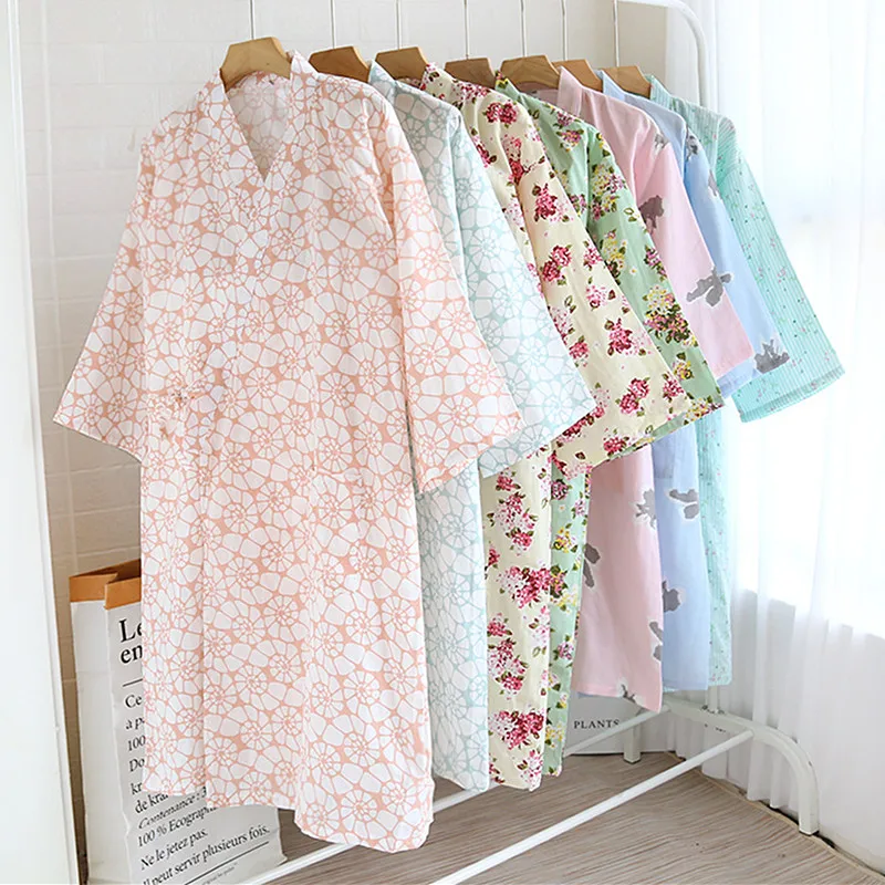 

Robe Women's Wedding Dress 100% Cotton Sleepwear Shower Robes Casual Spring Summer Bathrobe Female Home Wear Kimono Clothes