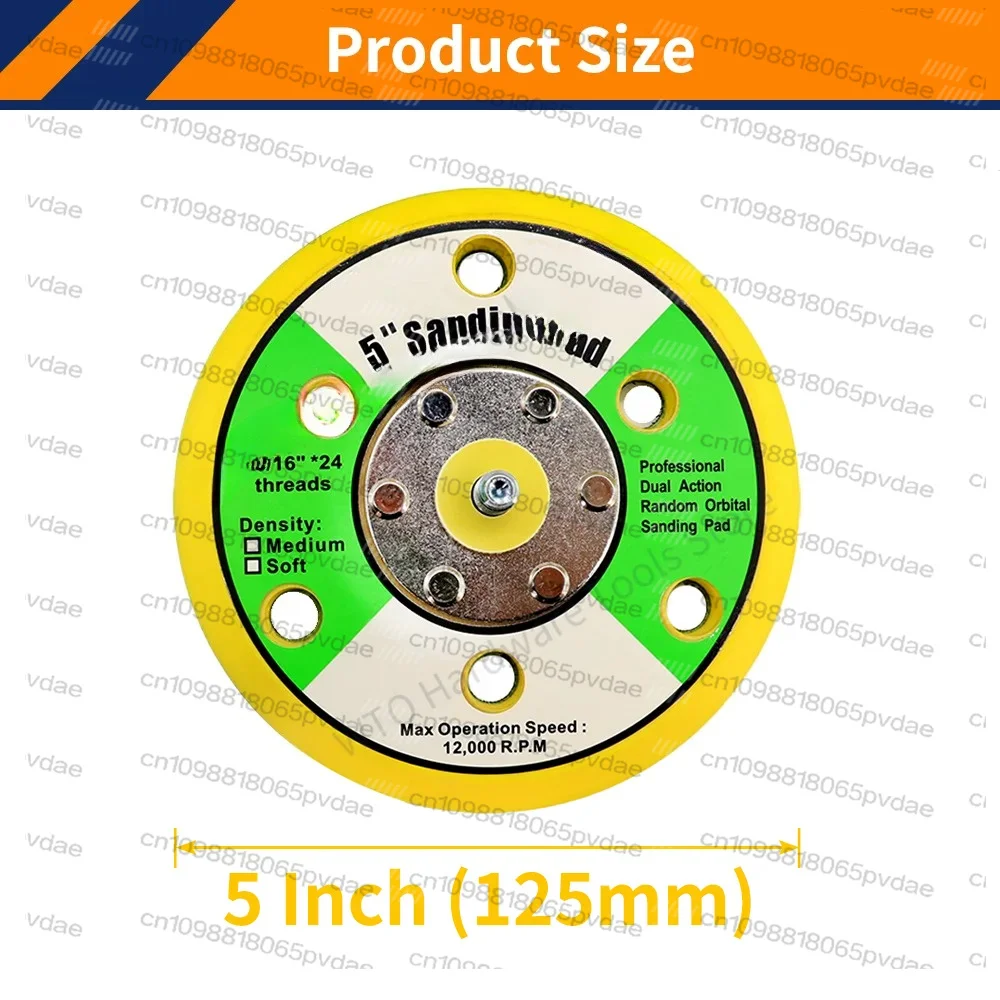 5 Inch 6 Hole Hook & Loop Sanding Pad 5/16''*24 threads 12,000R.P.M DA Random Orbital Sander for Air Orbital Polisher