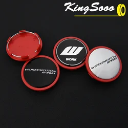 4PCS JDM Sport Wheel Cap 65mm OD & 60mm Clip WORK Rim Caps Wheel Center Caps Car Cover Hub Cap Black & Silver & Red