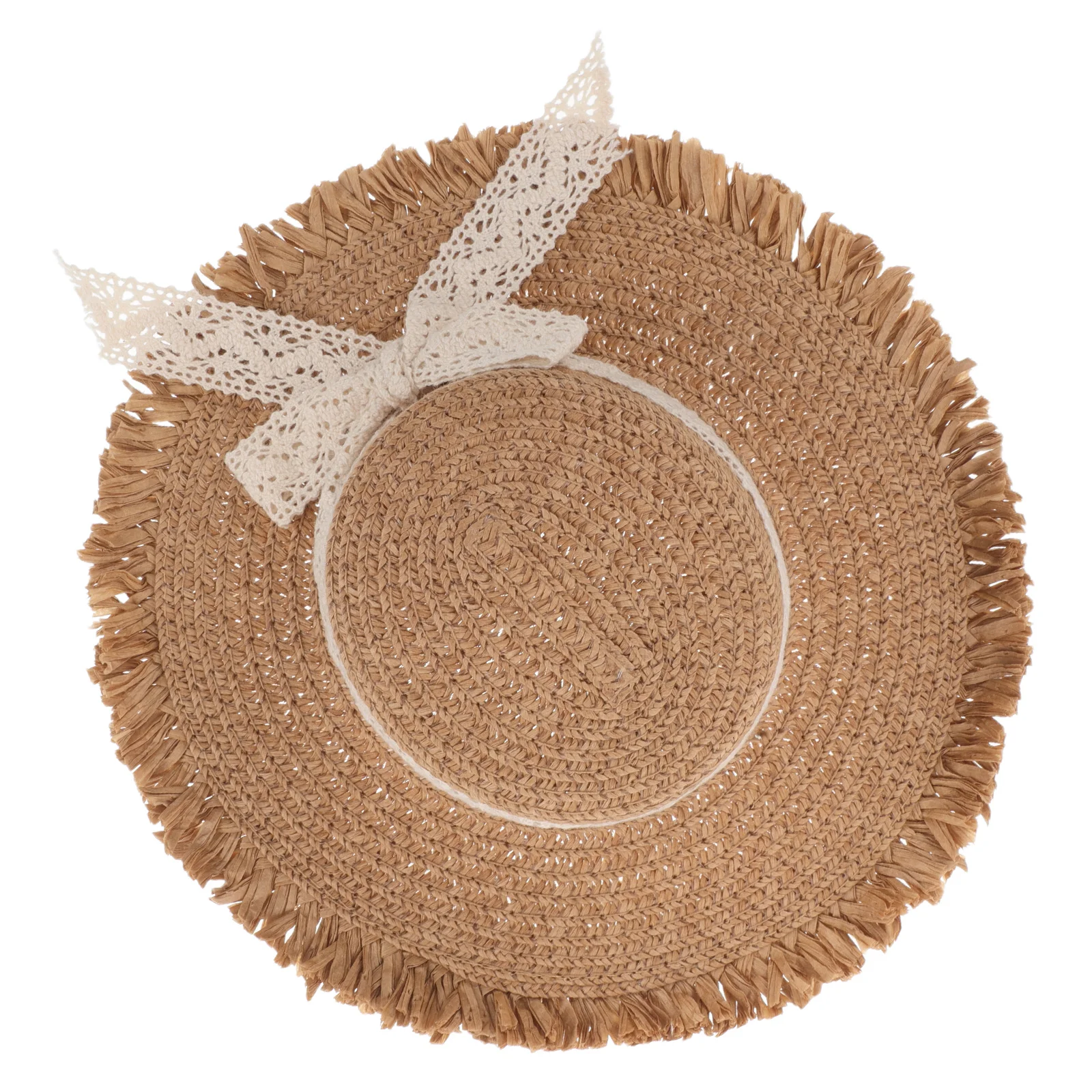 

Small Craft Tiny Mini Imitation Hats Woven Caps Foldable Lace Bow Decoration Miniature Accessories Children Hats