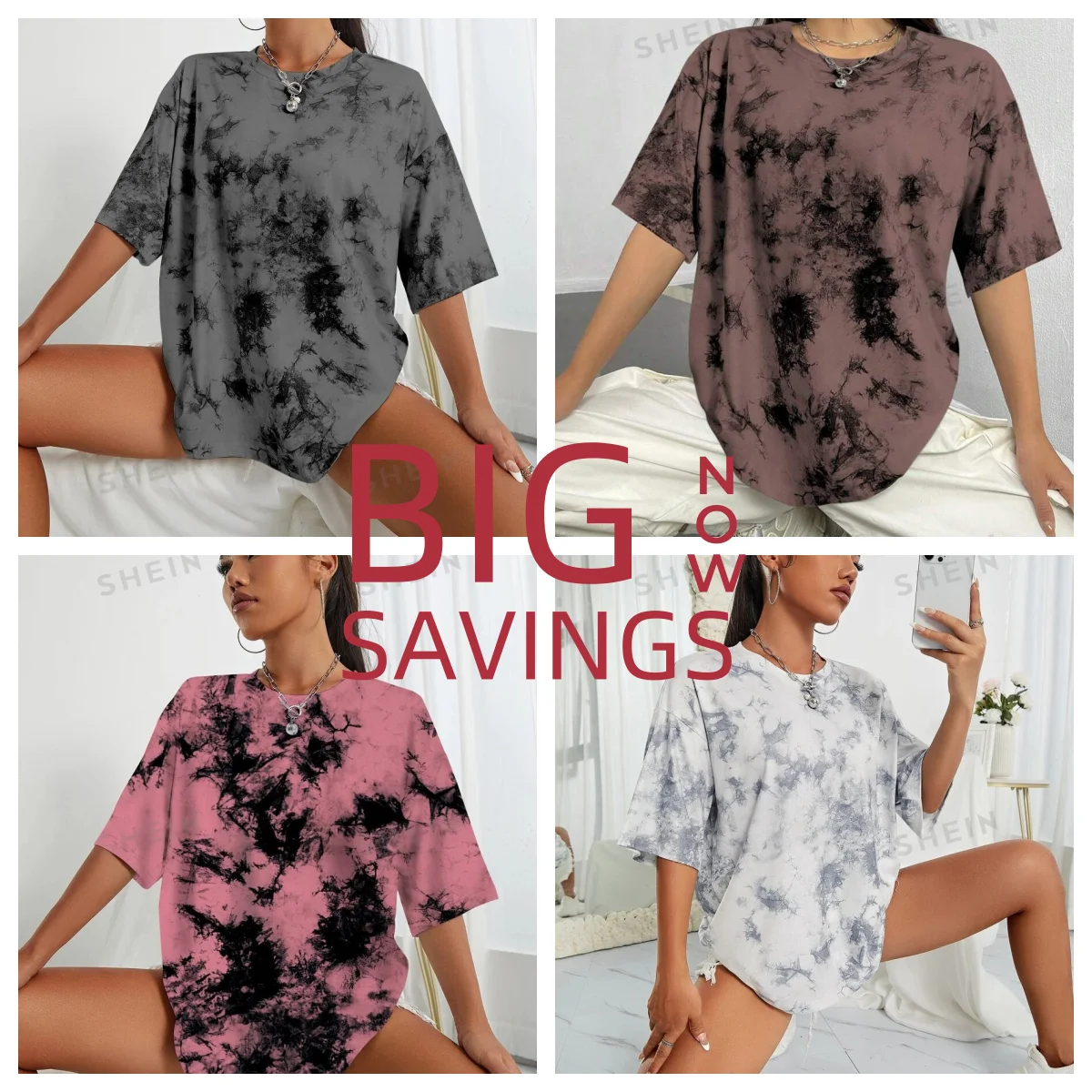 

Summer New Women's Tie-dye Short-sleeved 3D Printed T-shirt Round Neck Loose Summer Oversized Casual Sports T-shirt Motorcycle