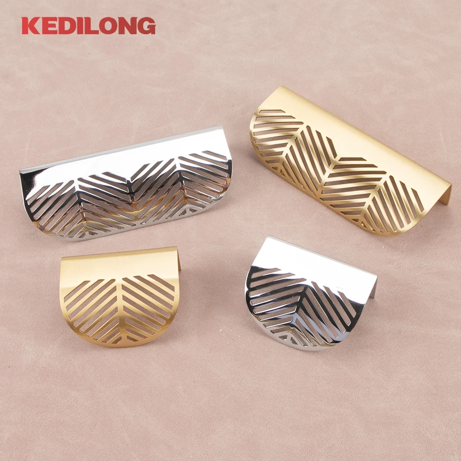 KEDLO Gold Leaf Wardrobe Handle Custom Leaf Shape Drawer Handle Leaf hollow Handle For Furniture Cabinet Wardrobe Drawer handle