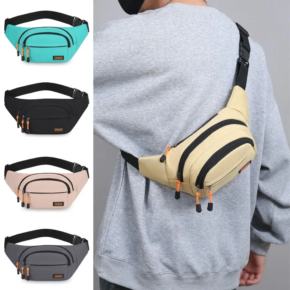 Zipper Nylon Men Chest Bag Waterproof Large Capacity Outdoor Waist Bag Multi Functional Durable Sports Walking Bag Women