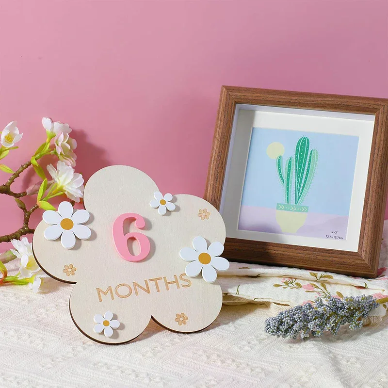 Newborn Flower Photography Accessories Newborn Photography Props Baby Accessories Milestone Wooden Sticker Shooting Props Gifts