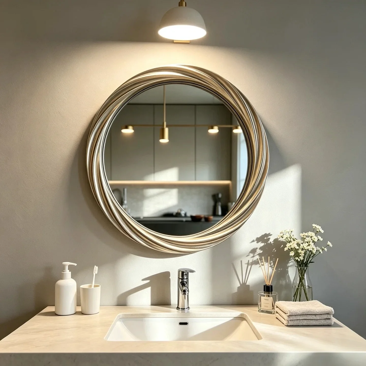 DSA-- retro decorative mirror bathroom mirror European positive round simple bathroom mirror wall-mounted