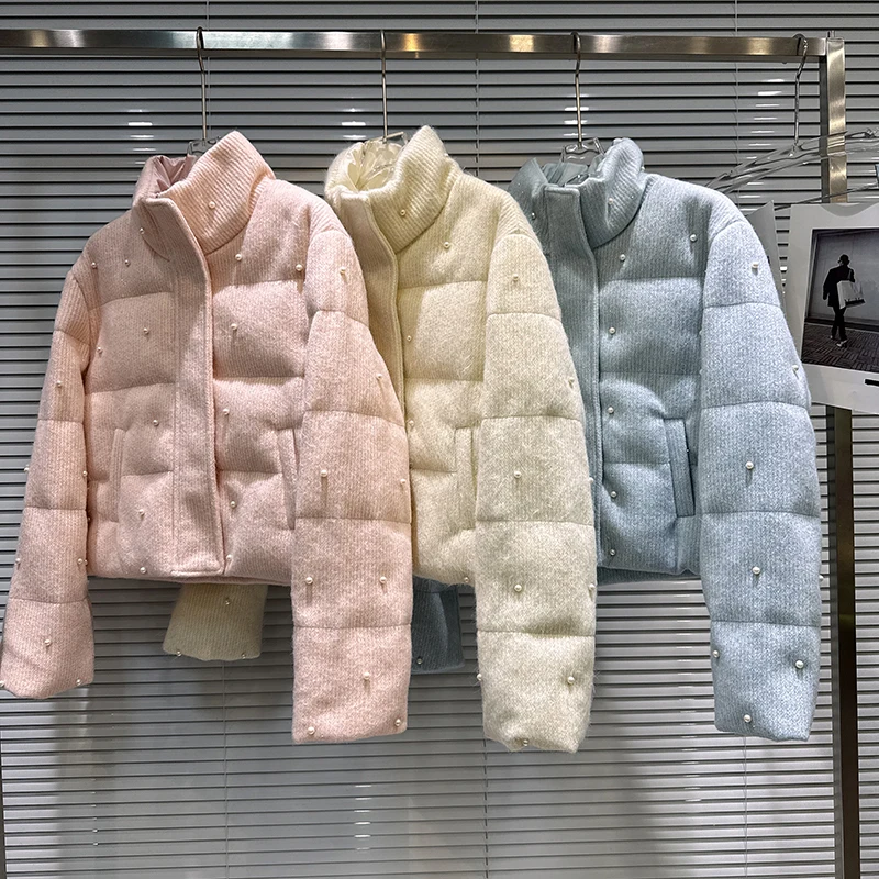 

Маленькая замшевая утолщенная теплая короткая стильная хлопковая куртка с воротником-стойкой в ароматном стиле, новинка зимы 2025 года, женское хлопковое пальто