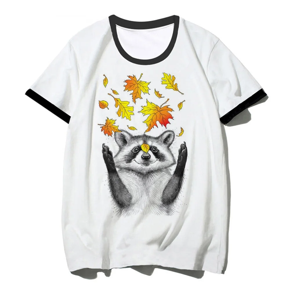 Racoon Tee women Y2K manga graphic t shirt female funny clothes