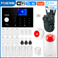 FUERS G34 Tuya Smart WIFI 4G Alarm System Wireless Home Burglar Security Alarm System Control Siren Detector Smoke Outdoor Cam